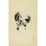 IN THE MANNER OF XU BEIHONG; mixed media, study of a horse, characters inscribed lower right, 51 x