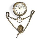 A 0.935 silver cased open face pocket watch, the circular enamel dial set with Roman numerals and