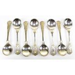 A set of eight Elizabeth II hallmarked silver King's pattern soup spoons, Sheffield 1991, length