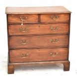 A George III mahogany chest of two short over three long drawers on bracket feet, approx 93 x 94cm.