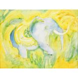 PAT COOKE (1935-2000); watercolour, study of an elephant, signed and inscribed with presentation, 40