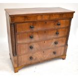 A 19th century mahogany chest with three short receded drawers above four long drawers, with