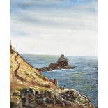 RODERICK THACKRAY; oil on canvas, 'Cornish Seascape', signed lower right, 50.5 x 40cm, unframed.