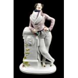 MEISSEN; an early 20th century figure of a dandy after the model by Paul Scheurich, painted