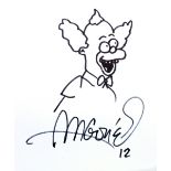 SERGIO ARAGONÉS; original ink drawing, 'Krusty The Clown', signed and dated '12, 29.5 x 21cm,
