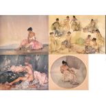 WILLIAM RUSSELL FLINT (1880-1969); signed coloured print, a group of ladies, pencil signature bottom