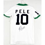 PELÉ; a signed replica New York Cosmos shirt.