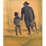 HAROLD FRANCIS RILEY DL DLITT FRCS DFA ATC (born 1934); pastel on paper, Mea Sherin, father and son,