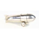 An Art Deco style three section silver plated zeppelin cocktail shaker, length 33cm.Additional