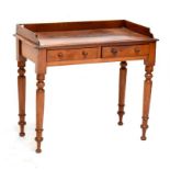 A Victorian mahogany console table, with two drawers raised on column supports, width 89cm.
