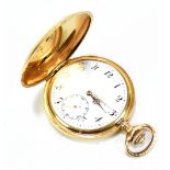 A gentleman's 14ct yellow gold full hunter pocket watch, the circular dial set with Arabic