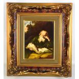 ROSENTHAL; a rectangular porcelain plaque depicting 'The Hermit' after Saloman Koninck, printed