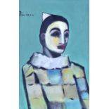 CARL BUCHNER (South African, 1921-2003); oil on board, study of a Pierrot, signed, 40 x 25cm,