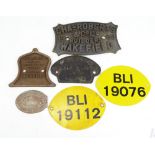 Six metal railway signs to include two enamelled examples, 'Chas-Berts & Co Ltd 1965 Builders