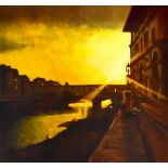 STEPHEN COLLETT; oil on canvas, 'Florence Ponte Vecchio', signed lower left, 76 x 76cm, framed. (D)