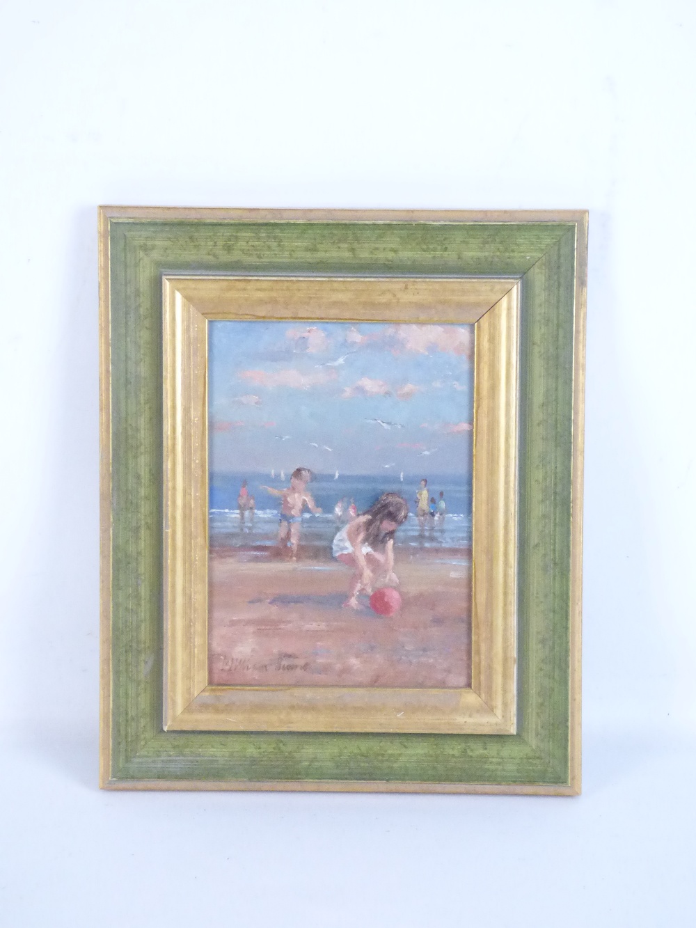 WILLIAM BURNS RIBA FSAI FRSA (1924-1995); two oils on canvas, 'Beach Games, Scarborough', and 'Cliff - Bild 5 aus 7