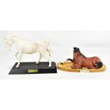 BESWICK; two horses in cream and brown colourways titled 'Spirit of Freedom' and 'Spirit of Peace'