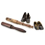 A small group of collectors' items comprising a Victorian truncheon inscribed VR, length 36cm, a