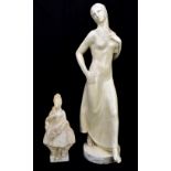 LOUIS RICHARD GARBE (1876-1957); a plaster figure depicting a maiden wearing a flowing dress, signed