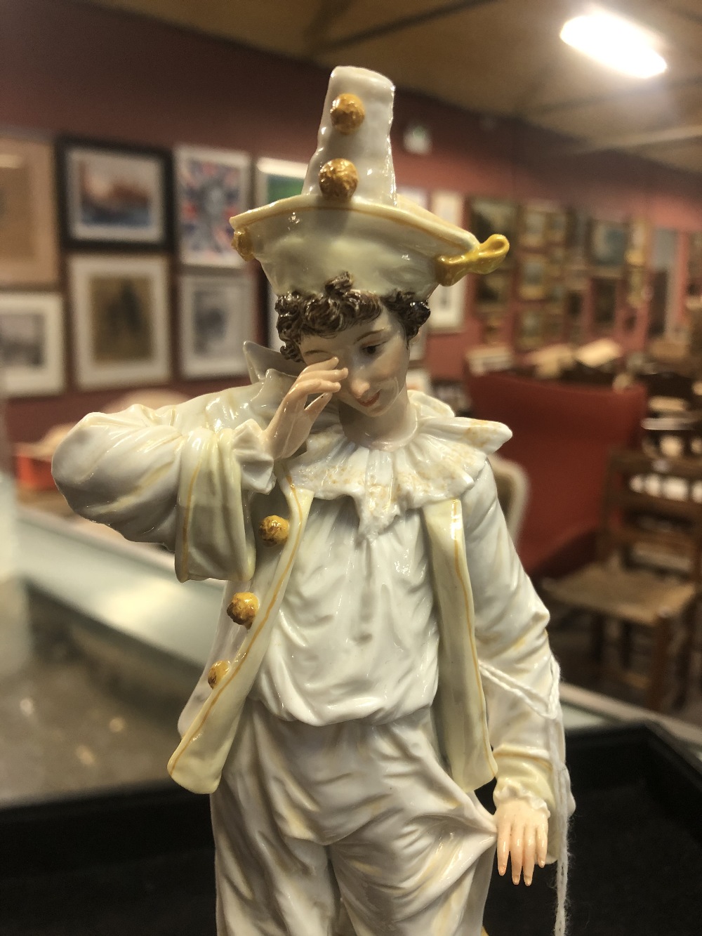 MEISSEN; a 19th century figure of a clown, blue painted crossed swords mark to base, also incised - Image 7 of 11