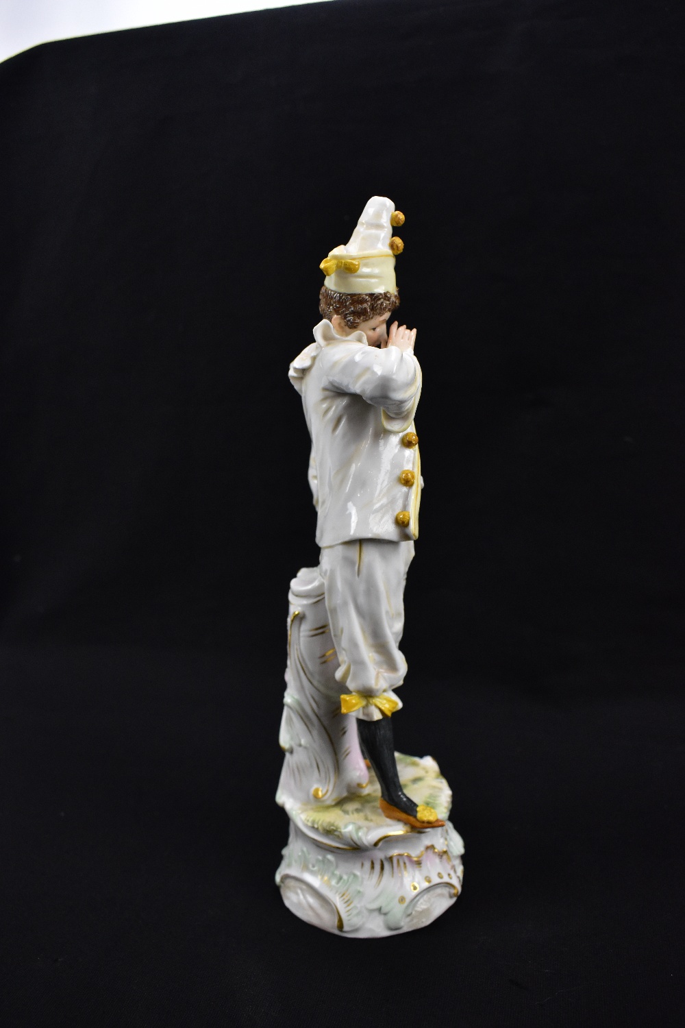 MEISSEN; a 19th century figure of a clown, blue painted crossed swords mark to base, also incised - Image 4 of 11