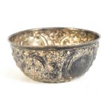 GEORGE NATHAN & RIDLEY HAYES; an Edward VII hallmarked silver bowl with repoussé decoration with two