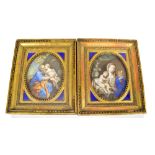 A pair of circa 1800 oval watercolours, Mary Magdalene, religious scenes, unsigned, each 18.5 x