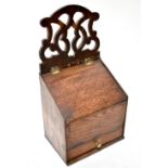 A 19th century oak candle box, height 41cm.