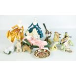 A group of mixed ceramic figures to include three Royal Doulton ladies, HN2709, H2278 and HN2381,