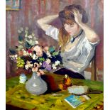 MARCEL DYF (French, 1899-1985); oil on canvas, 'La Femme de la Toilette', study of a seated young