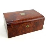 An early 20th century bird's eye maple work box, 19 x 28cm (af).