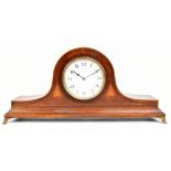 An Edwardian inlaid mahogany Napoleon's Hat clock, the enamelled dial set with Arabic numerals,