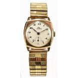 ELCO; a 9ct yellow gold cased gentleman's wristwatch, the dial set with Arabic numerals and