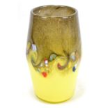 STRATHEARN; an art glass vase with swirled millefiori decoration against mottled grey and yellow