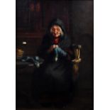 T M EWAN (or McEwan, 19th century British school); oil on canvas, study of an elderly lady in