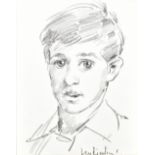 ROBERT LENKIEWICZ (1941-2002); pencil sketch, study of the artist's son, signed, 32 x 25cm, framed