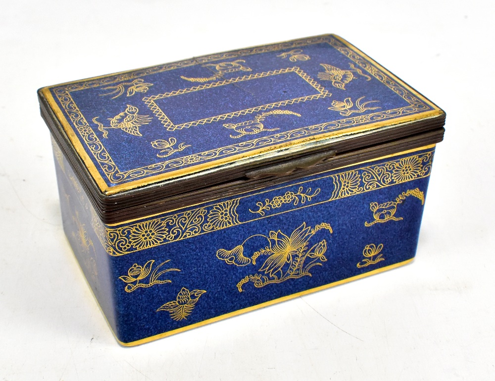 COPELAND; a ceramic lidded box with gilt decoration depicting floral panels and exotic birds,