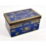 COPELAND; a ceramic lidded box with gilt decoration depicting floral panels and exotic birds,