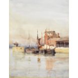 J V R PARSONS (active 1891-1914); watercolour, sailing boats in harbour scene, signed lower right,