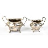 FENTON & RUSSELL CO LTD; an Edward VII hallmarked silver twin handled sugar bowl, and matching cream