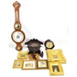 A late 19th century walnut five dial wheel barometer, a Short & Mason of London 'Stormoguide', a