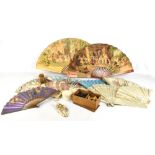 A collection of eleven 19th century and later assorted fans including bone examples (part af) and