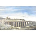 RODERICK THACKRAY; oil on canvas, 'Ribblehead Viaduct', signed lower right, 39.7 x 59.7cm,