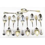 GEORGE ADAMS; a set of six early Victorian hallmarked silver Fiddle and Thread pattern dessert