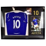MIKEL ARTETA; a signed Everton football shirt presented beside a photograph of the player and with