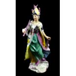 MEISSEN; a mid-18th century figure representing Asia dressed as an Eastern lady, painted marks to