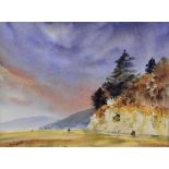 TREVOR LINGARD (born 1952); watercolour, 'A coastal stroll from Silverdale Cove', coastal