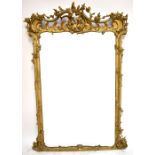 A 19th century framed Gesso wall mirror with pierced ornate decoration, height 196cm.Additional