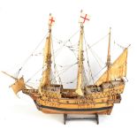 A scratch built model of the 'Golden-Hind', length 82cm.Additional InformationThe model is wooden