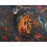 DAVID WILDE (1918-1974); acrylic on board, 'Blast Furnace Experience', signed lower right, 50 x